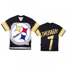 Camiseta Hombre NFL Pittsburgh Steelers Ben Roethlisberger 7 Negro Big Face